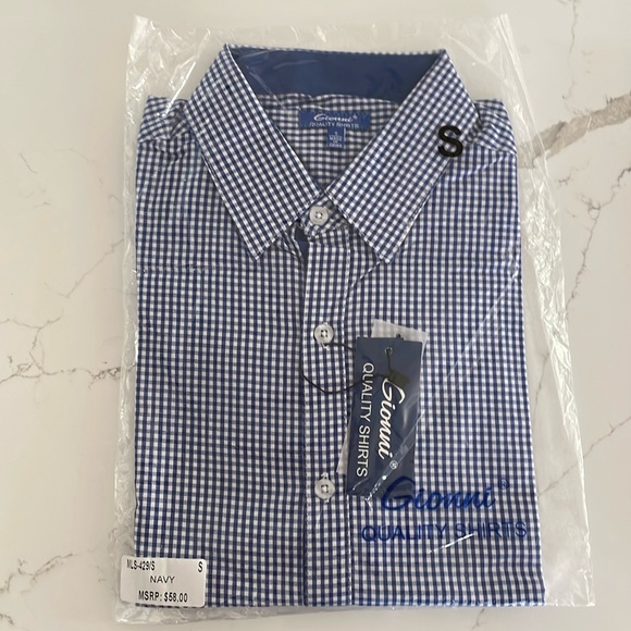 Gionni men’s button up dress shirt. Size small. Blue/checked print - Picture 1 of 6